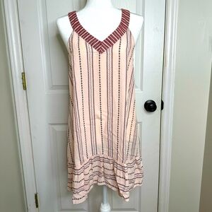 Umgee USA Multi-strip Pink Ruffle Cotton Blend Sundress Size Medium Halter Style